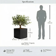 50cm Zinc Galvanised Matte Black Square Planter